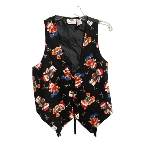 Vintage Christmas Bears Vest Sz Medium Nut Cracker - Picture 1 of 3